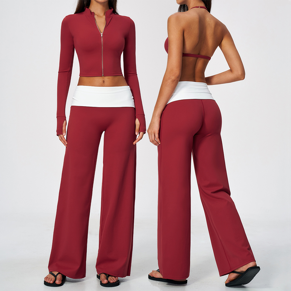 Yoga Of Fitness - Zipjas, wijde broek, 2-delige yogaset, dames,