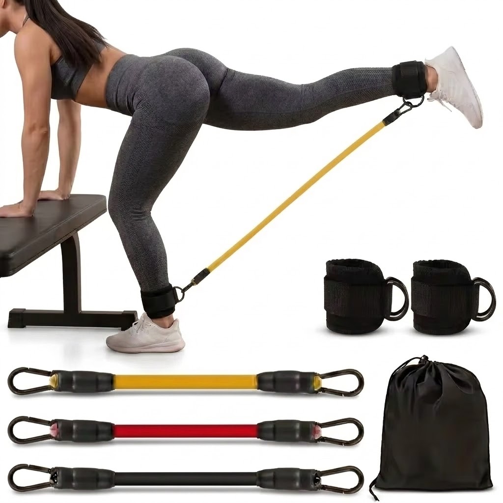 Yoga Fitness Resistance Band - 5-delige enkelweerstandsbandenset met verstelbare banden voor