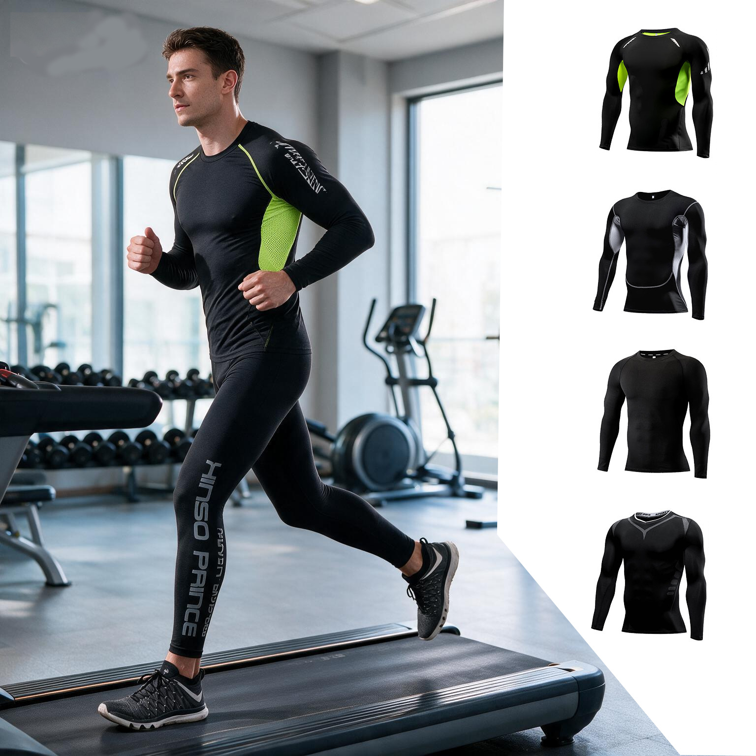 Yoga Fitness Training - 2026 Heren Compressie Sportkledingpak, Elastische Trainings-Sport-Yoga-Sets,